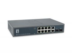 GEP-1221 12-Port-Gigabit Switch, 2 x Gigabit SFP, 2 x Gigabit Uplink, 802.3af/at/bt PoE, 8-Port PoE Outputs, 150W Power Budget